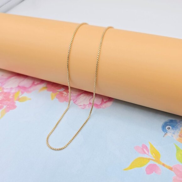 "Minimal Rose Gold Box Chain Necklace for Women, 19.7 Inch Length, XPNL0089 - Picture 2 of 12